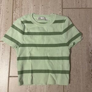 Zara Short Sleeve Stripe Shirt - Green
